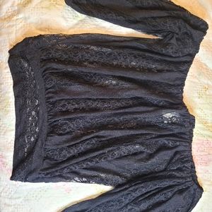 Lace Crop Top 3/4 Sleeve